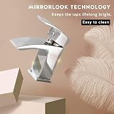 Funime Waterfall Basin Bath Taps Set Chrome Brass Sink Mixer Monobloc Double view 3