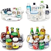 YCLADEC 4 Pack Lazy Susan 11.5" Inch Turntable Organizer Organization Storage Container Bins Spice Rack Cabinet Rotating Condiment for Pantry Countertop Kitchen Vanity Bathroom Jewelry Holder Clear