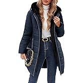 Wiepux Women's Winter Fleece Lined Down Jacket Windproof Fur Warm Fit Down Jacket - Long Ski Coat for Commuting