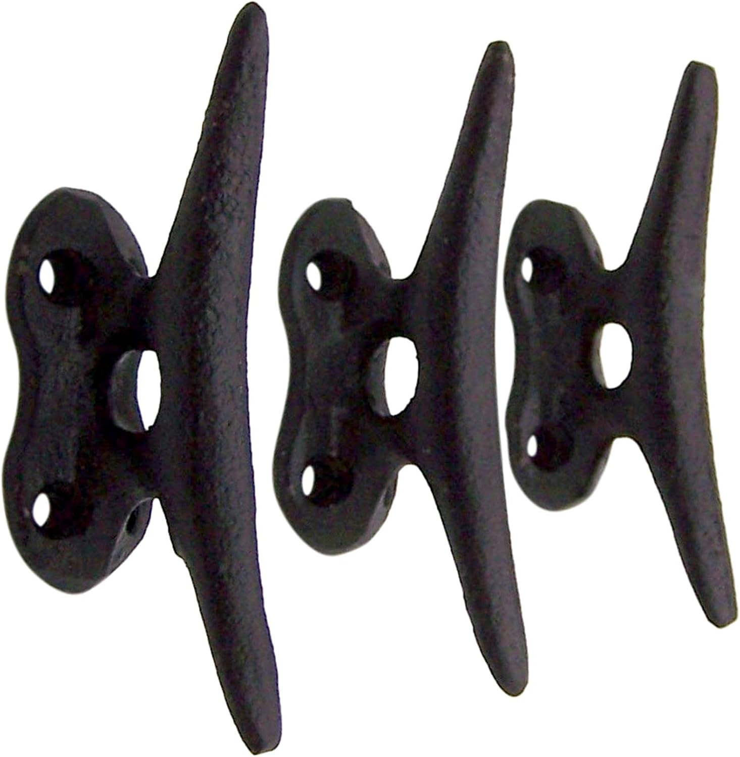 Nautical Black Cast Iron Boat Cleat Wall Hooks, 3.5 Inches, Set of 3 Home Improvement