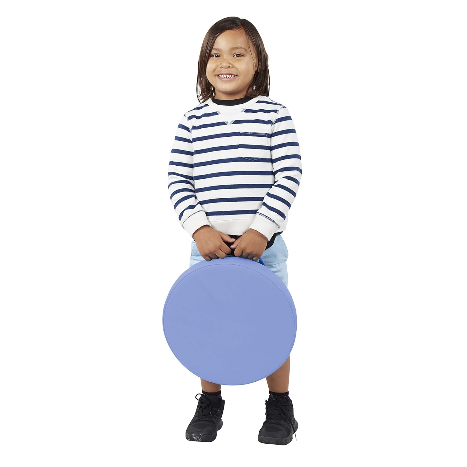 SoftScape 15 inch Round Floor Cushions with Handles; Flexible Seating for in-Home Distance Learning, Daycare, Preschool, Classroom; 2 inch Thick Deluxe Foam (4-Piece) - Navy/Powder Blue: Industrial & Scientific