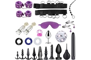 27 PCS SM Sex Bondage Set, BDSM Bondage Sex Set Sex Toys Various Anal Plugs Butt Plugs Set for Beginners, Fetish Couples Sex 