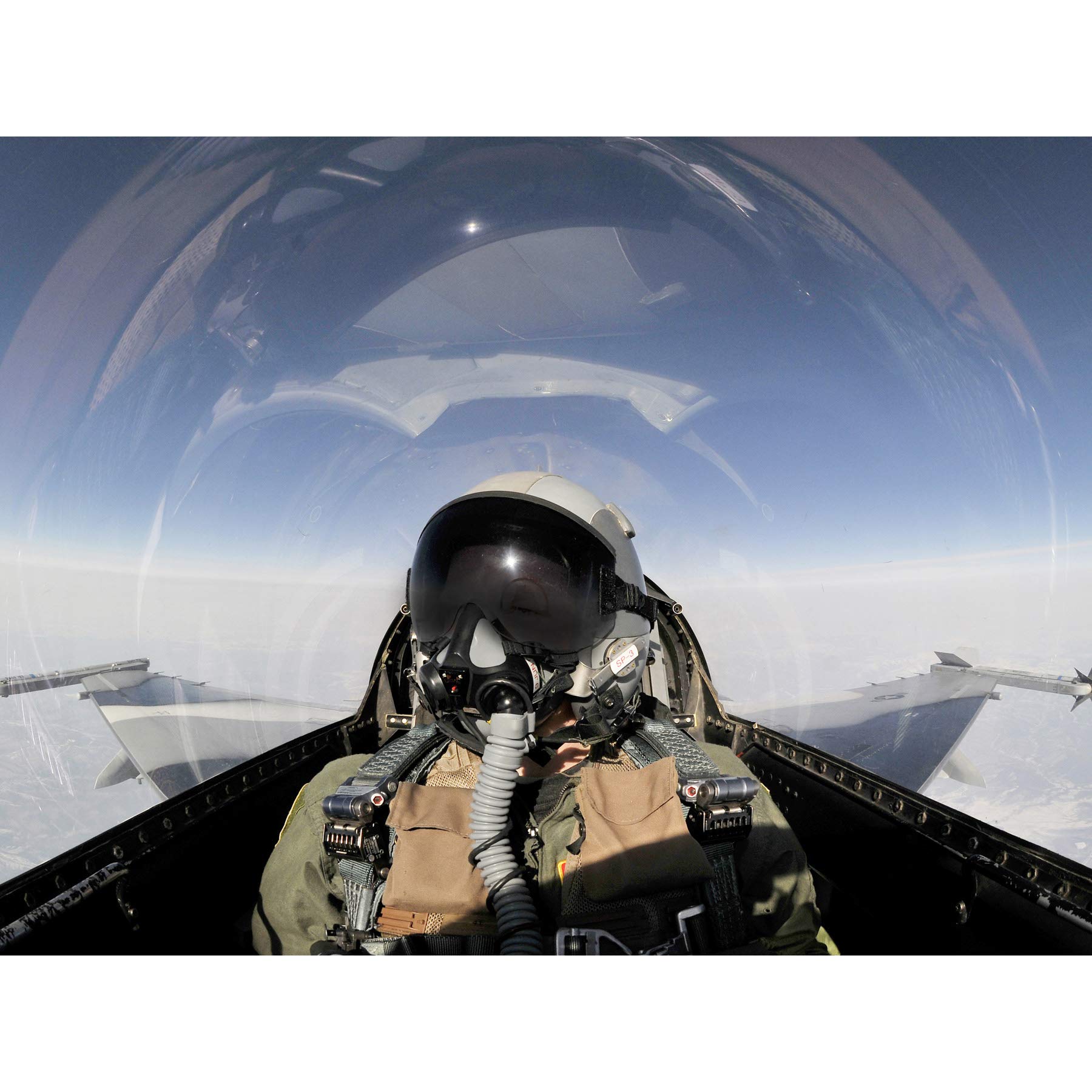 Military USA USAF Air Force Pilot F-16 Fighting Falcon Jet Photo Premium Wall Art Canvas Print 18X24 Inch