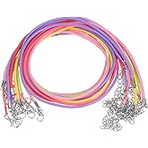 HARFINGTON 10pcs Waxed Necklace Cord Bulk, 16 Inches and 2mm Dia Necklace String Rope with Clasp for Pendants, Bracelets, Necklaces, Jewelry Making Beading Supplies, Multicolor
