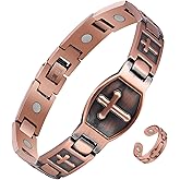 Jecanori Copper Cross Bracelet & Ring for Men, Magnetic Copper Ring, Magnetic Bracelets for Men with Sizing Tool