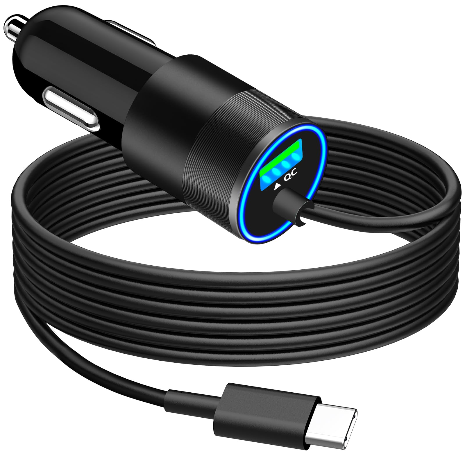 Photo 1 of [Apple MFi Certified] iPhone 16 Fast Car Charger, KYOHAYA 75W PD&QC3.0 USB-C Car Power Cigarette Lighter USB Charger Adapter with 6FT Coiled Type-C Cable for iPhone 16/16 Pro/16 Pro Max/15/15 Pro/iPad