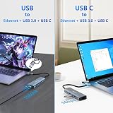 Clomnpe 5 In 2 USB C Hub Gigabit Ethernet 1000M 3x USB 3.0 USB-C for MacBook XPS view 2