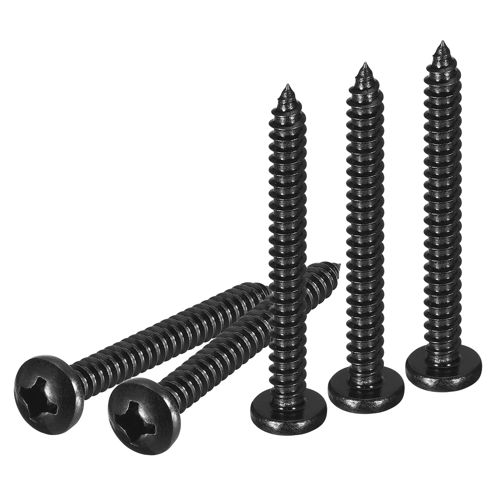 DTGN #12x2" Black Screws - 100Pack - 304 Stainless Steel Pan Head Phillips Screw — image 1