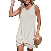 CUPSHE Women's Sleeveless Swimsuit Coverup Waffle Knit Swimwear Beach Cover Ups Twisted Mini Dress