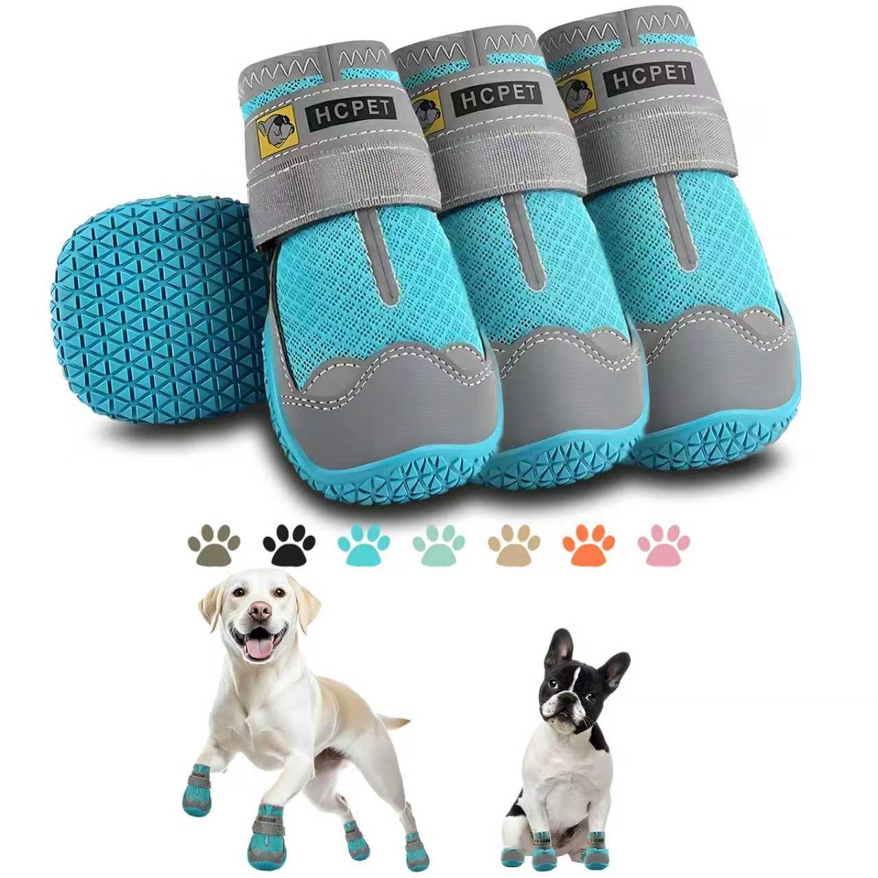 Hcpet Dog Boots Breathable Dog Shoes for Small Medium Large Dogs, Anti-Slip Puppy Booties Paw Protector with Reflective Straps 4Pcs