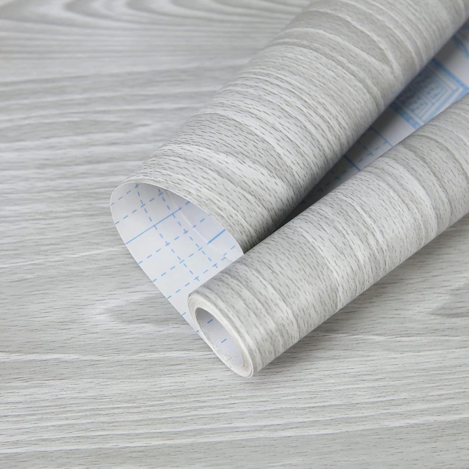 Photo 1 of practicalWs Grey Wood Wallpaper 17.7''×787.4'', Gray Contact Paper Peel and Stick Modern Shelf Liner Covering for Vinyl Wrap for Cabinets Furniture