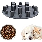 Slow Feeder Insert for Cat Dog Bowls, Anti-Choking Silicone with Strong Suction Cups, Fits Most Cat Bowls, Ideal for Puppy Small Medium Breeds (Gray)