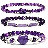 Reyife 3PCS Healing Crystal Bracelet for Women, Natural Stone Beaded Stackable Stretch Bracelets for Women, Spiritual Anxiety Protection Bracelet Women's Jewelry Inspirational Gifts