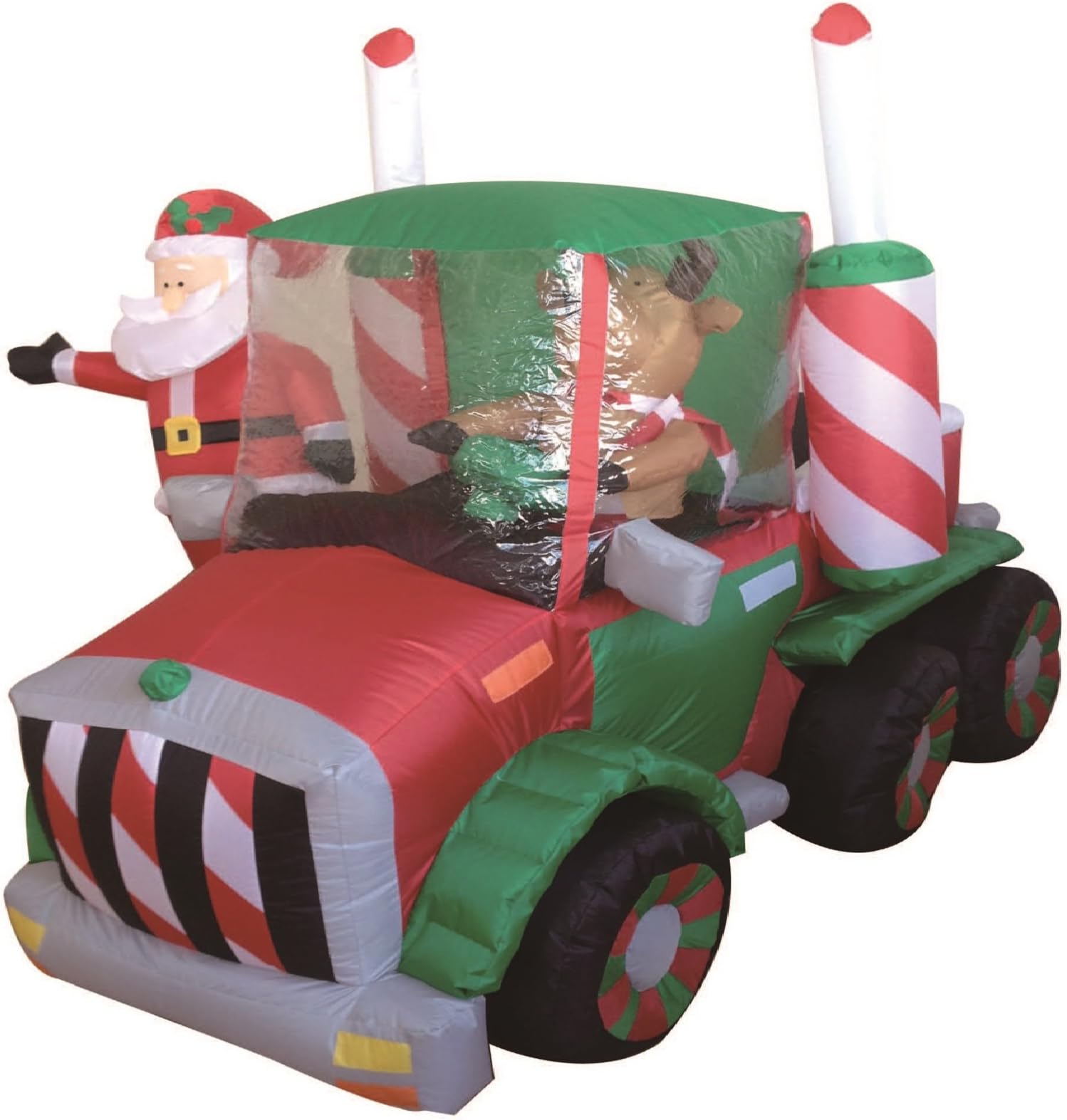 Inflatable 1.8m Santa Claus Reindeer Truck Lorry Self Inflating Electric Blow Up Giant Large Outdoor Garden Christmas Xmas Figure Statue
