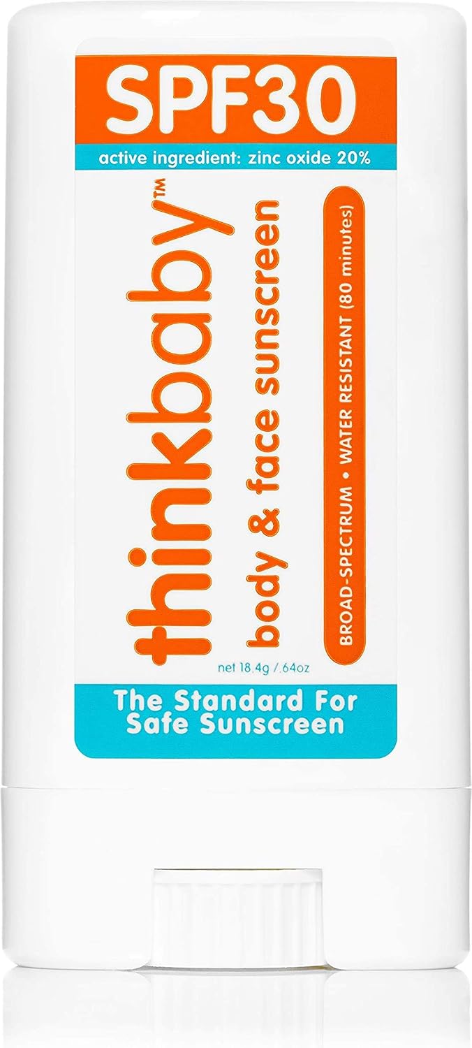 Thinkbaby SPF 30 Sunscreen Stick, Safe, Natural, Water Resistant Sun Cream for Babies Kids & Adults, Vegan