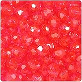 BeadTin Hot Pink Transparent 10mm Faceted Round Plastic Craft Beads (210pcs)