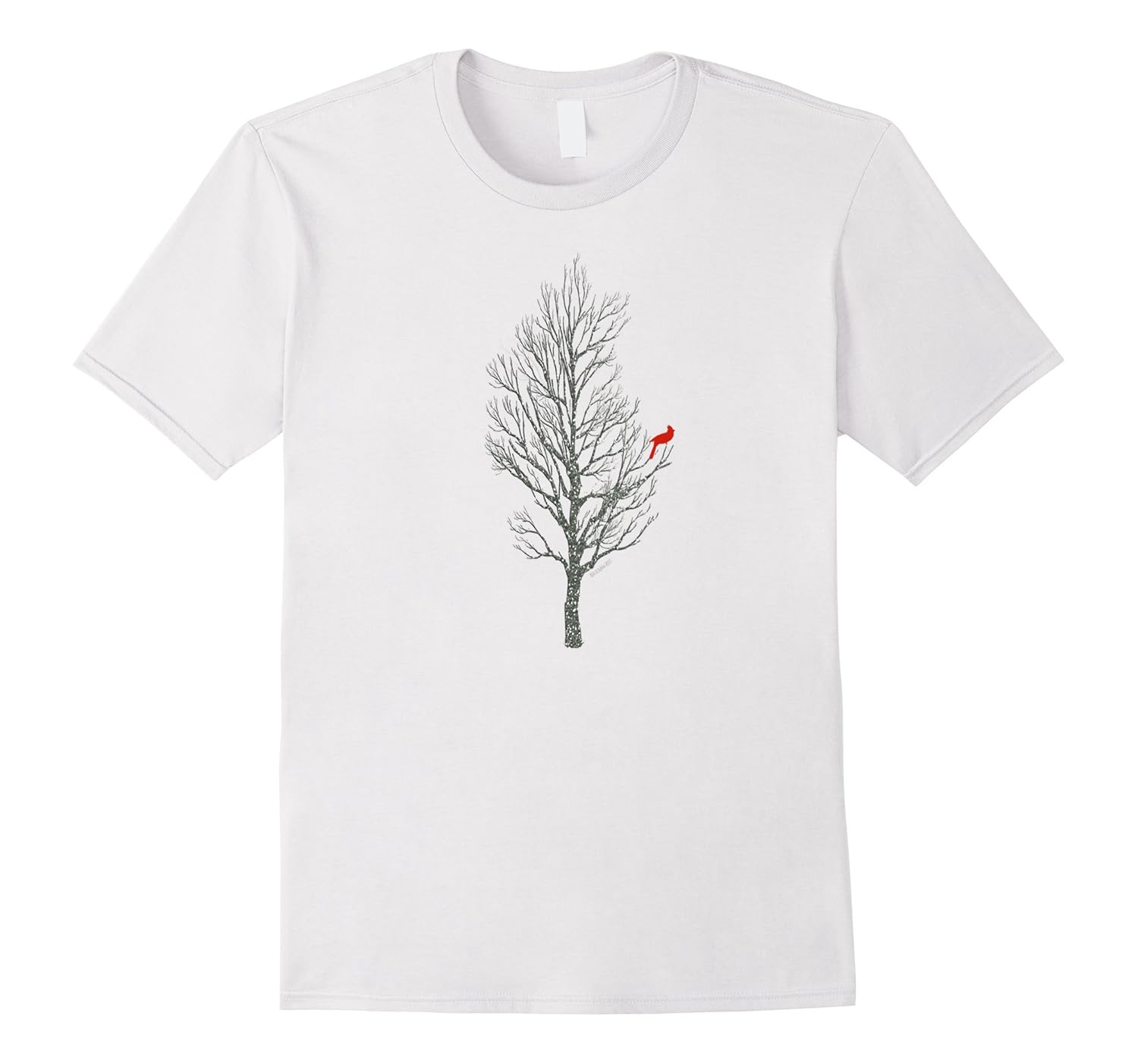 Winter Tree w/ Cardinal Bird T-Shirt Holiday Christmas-Rose