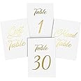 Gold Table Numbers 1-30 for Wedding Reception - Gold Foil Table Number Cards 4x6 Inch with Head & Gift Table - Restaurant Table Numbers - Wedding Numbers for Tables Card Stock Wedding Table Numbers