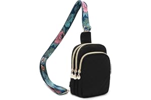 Bunnychill Small Crossbody Sling Bags for Women Men, 3 Zipper Pocket Cell Phone Purse Fanny Packs for Women