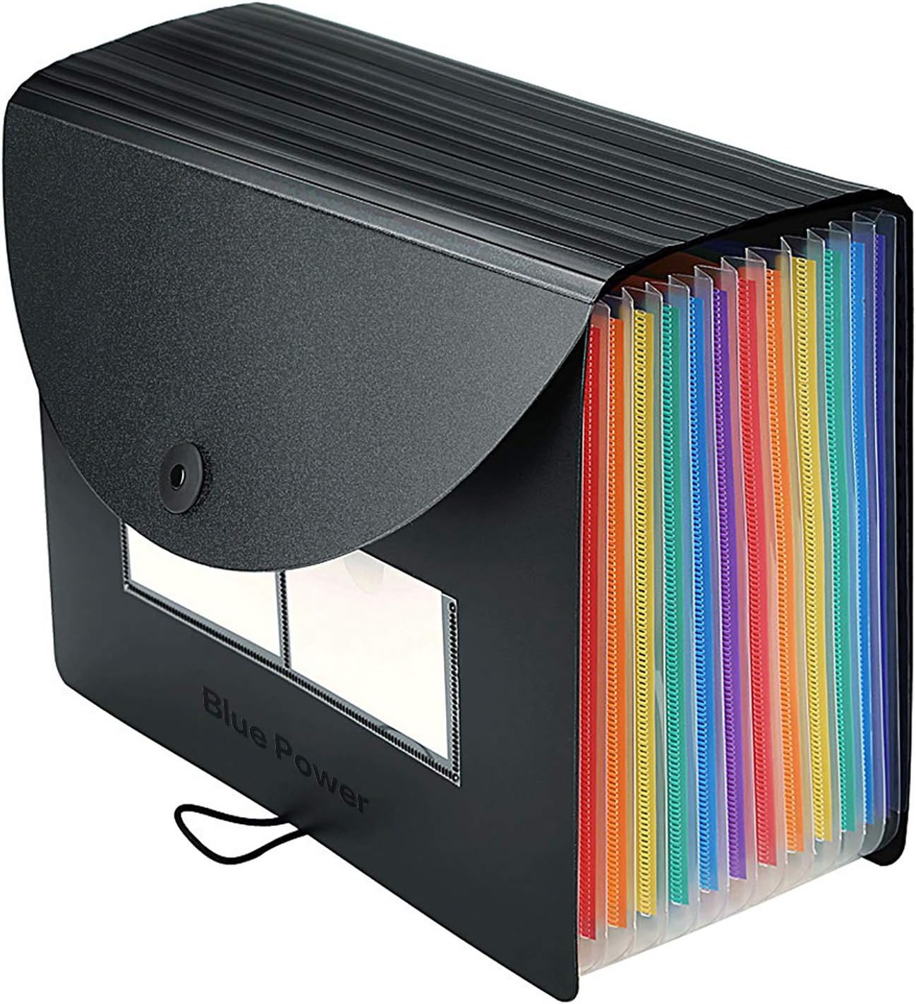 Expanding File Folder/BluePower 12 Pockets Accordian File Organizer/Portable Expandable Plastic Filing Box, Accordion Bill/Paper/Document/Receipt Organizer Folders with Colored Tabs(A4/Letter Size) : Office Products