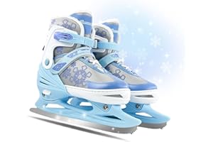 DFXLF Kids Ice Skates for Boys Girls Stainless Steel Blades Adjustable Red Iceskates Ages 3-12 Skating Shoes Outdoor Men and Women Rink Pink