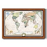 Renditions Gallery Colorful World Map Canvas Wall