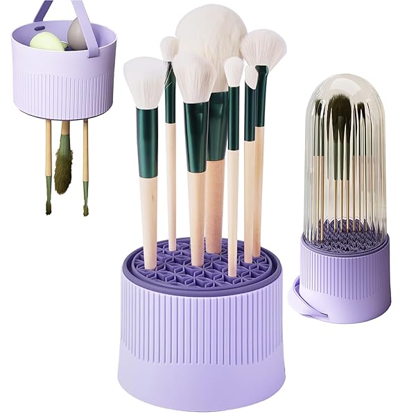 MAKEUP BRUSH HOLDER, 3 IN 1 SILICONE MAKEUP BRUSH CLEANING ...