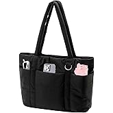 Herald Multi Pocket Tote Bag for Women, Large Puffy Shoulder Purse Handbag with Compartments for Travel,Work,GYM