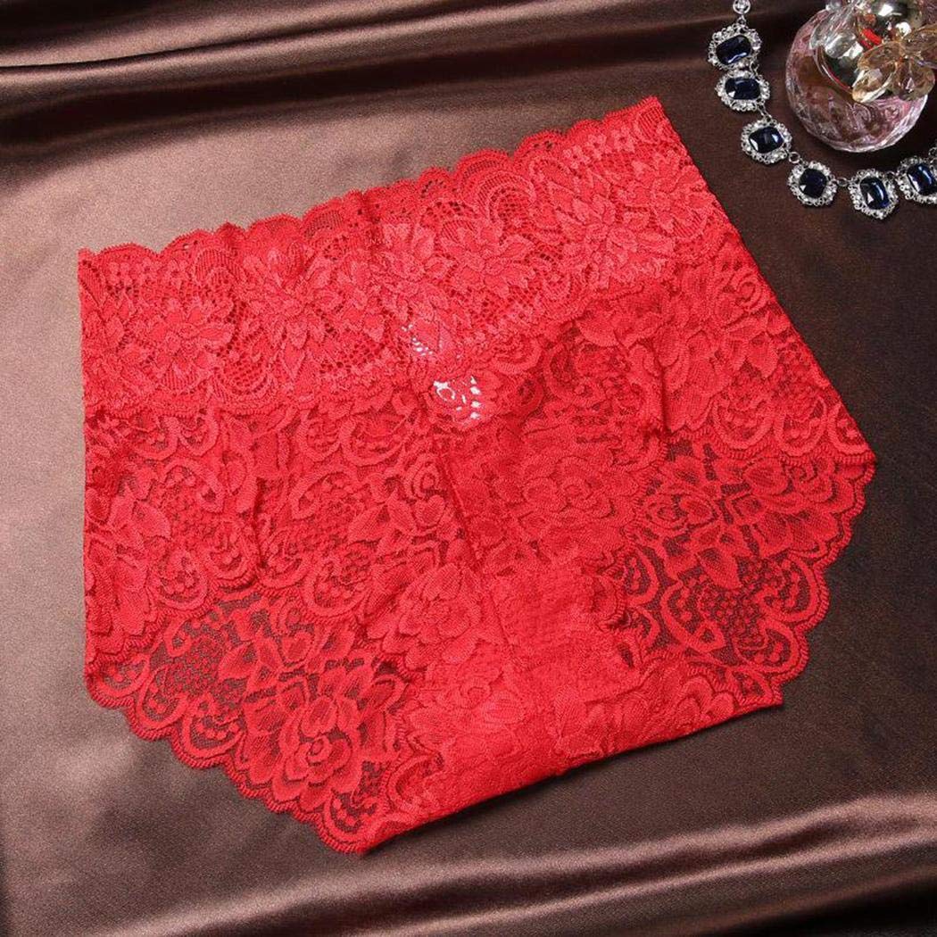 Asatr New Womens Floral Lace Sexy Comfortable Bikini Underwear Briefs Briefs Red