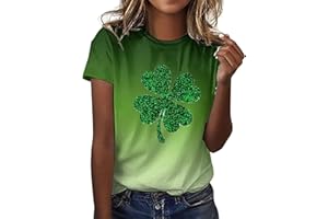 GIBOBBY Womens Tops Summer Short Sleeve Irish Shirts Casual Tops Round Neck Lucky Green Shirts