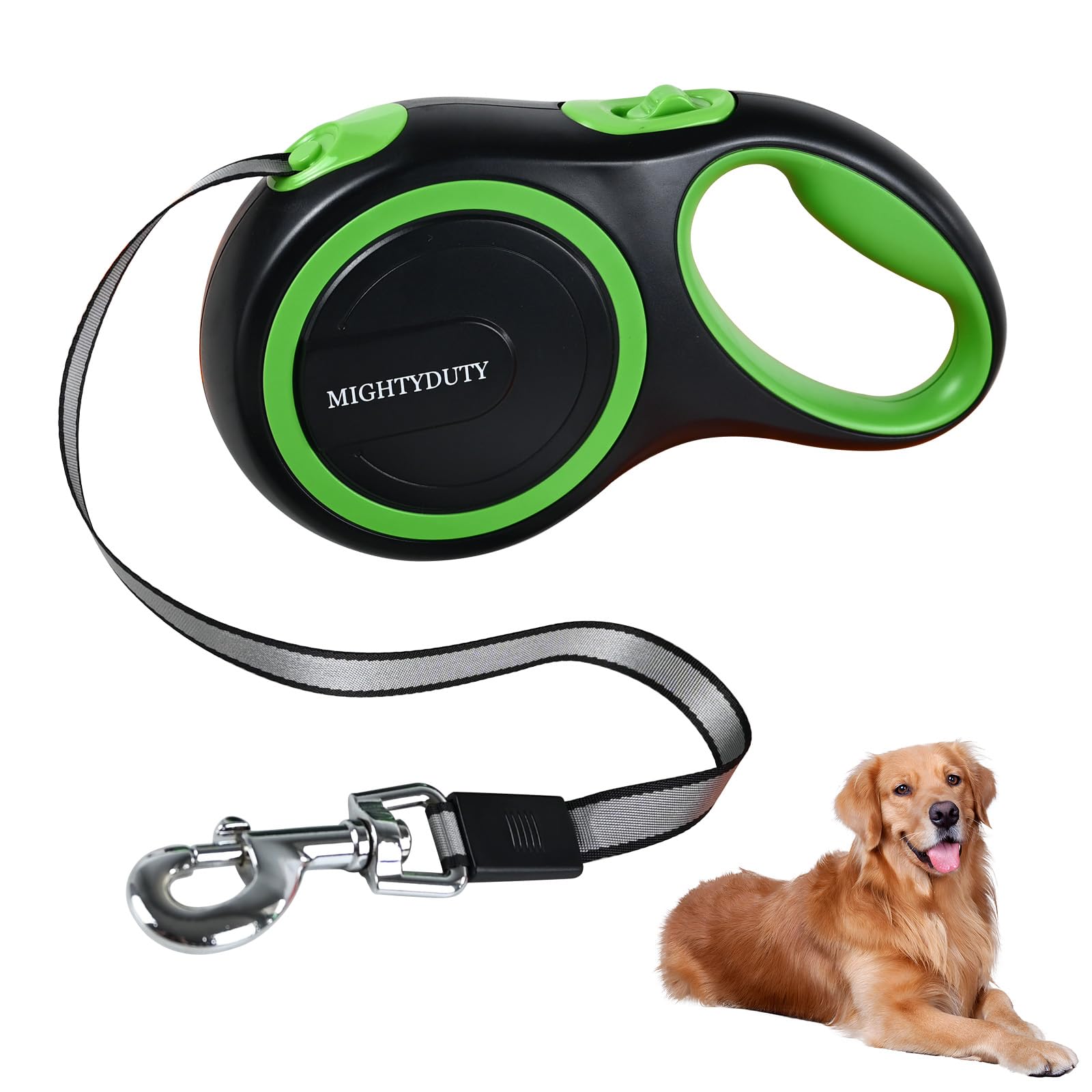 MIGHTYDUTY 犬用リード 伸縮犬リード 愛犬用リード 自動巻き取り 長さ8M 荷重50KG 小型犬 中型犬 大型犬対応 お出かけ 滑り止め 散歩 グリーン商品画像