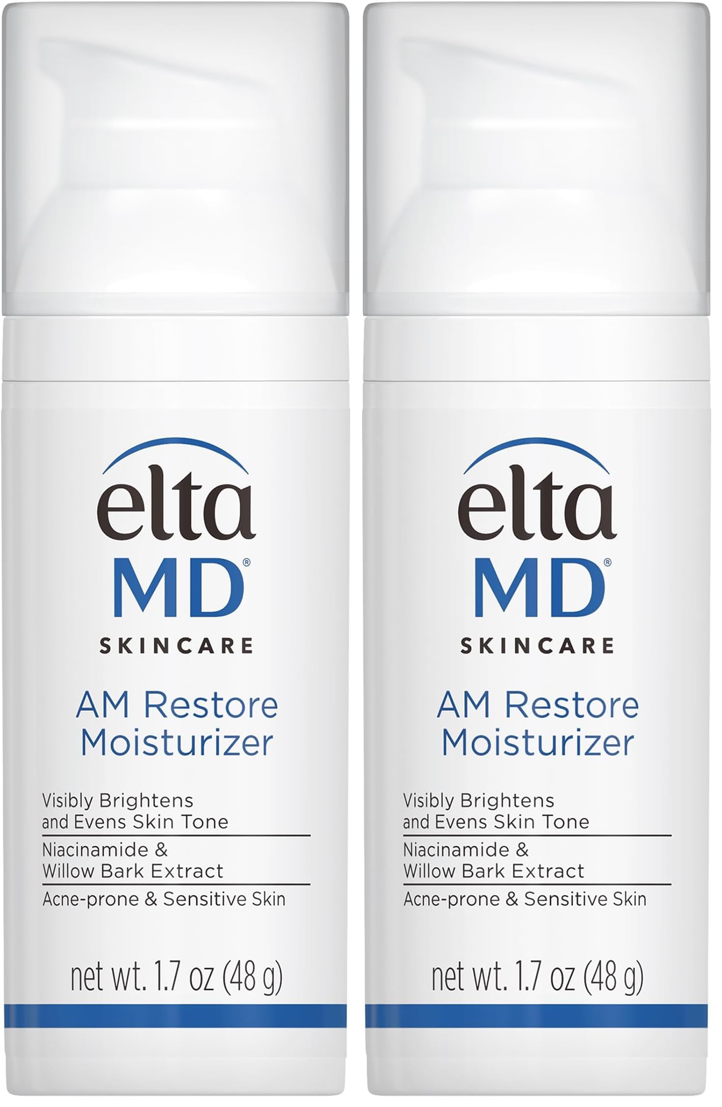 EltaMD AM Restore Face Moisturizer, Light Moisturizer Face Cream, Made with Niacinamide and Hyaluronic Acid, 1.7 oz Pump (Pack of 2) Image EltaMD AM Restore Face Moisturizer, Light Moisturizer Face Cream, Made with Niacinamide and Hyaluronic Acid, 1.7 oz Pump (Pack of 2) Image