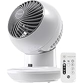 IRIS USA WOOZOO Air Circulator Fan with Remote, Oscillation, 3 Speeds, 52ft Max Air Distance, Adjustable Tilt, Quiet Motor, Small Fan for Bedroom, Office, Dorm, White