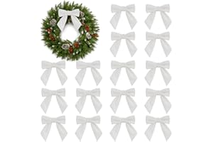 20Pcs Velvet Bow Ornaments for Christmas Tree 4.5" Vintage Small Twist Tie Velvet Ribbon Bows for Crafts Wreath Garland Gift 