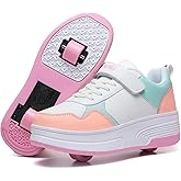 HSQ Fashion Sneaker Roller Skate Shoes for Boys Girls Kids Detachable Wheeled 2 in 1 Skating Shoes with Wheels
