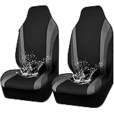 CAR PASS AquaShield Neoprene Waterproof Car Seat Covers for Front Seats Only, High Back Bucket Seat Cover,Airbag Compatible,Line Rider Seat Covers Universal Fit for Truck Van SUV (Black and Gray)