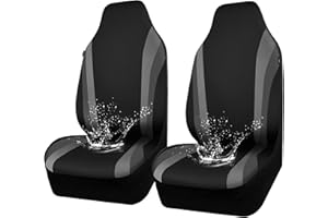 CAR PASS AquaShield Neoprene Waterproof Car Seat Covers for Front Seats Only, High Back Bucket Seat Cover,Airbag Compatible,Line Rider Seat Covers Universal Fit for Truck Van SUV (Black and Gray)