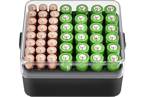 ALCYON Battery Organizer Storage Case, Battery Vault Box Container for 48pcs AA & AAA Batteries, Plastic Clear Protective Bat