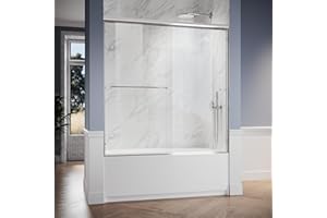 SUNNY SHOWER Bathtub Shower Door 60" W x 62" H Semi-Frameless Double Sliding Design Shower Tub Door 1/4" Clear Glass Panel, Chrome Finish