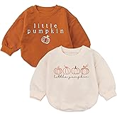 2PC Little Pumpkin Baby Romper, Infant Halloween Ghost Outfit, Fall Baby Girl Boy Bodysuit, Long Sleeve Autumn Clothes