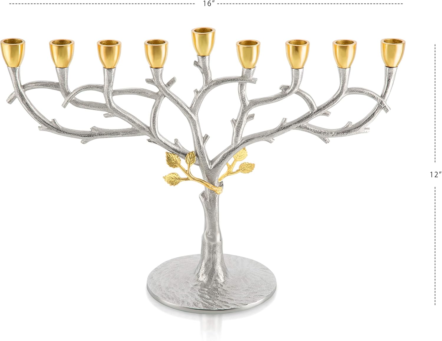 Classic Touch Decorium Two-Tone Menorah, Silver and Gold, with Leaf Design on Oil Cups- for Hanukkah Use: Home & Kitchen