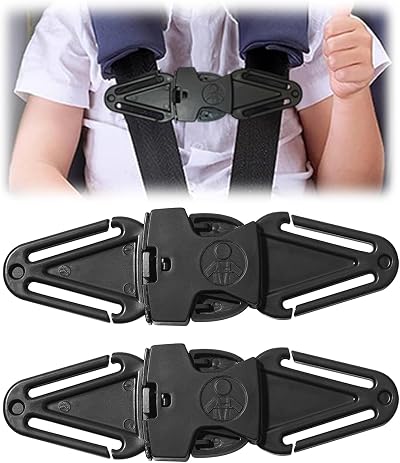 Solbrezeni 2Pcs Anti Escape Car Seat Safety Straps Chest Clip Black