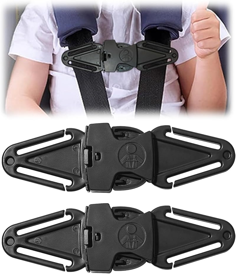 Solbrezeni 2Pcs Anti Escape Car Seat Safety Straps Chest Clip Black