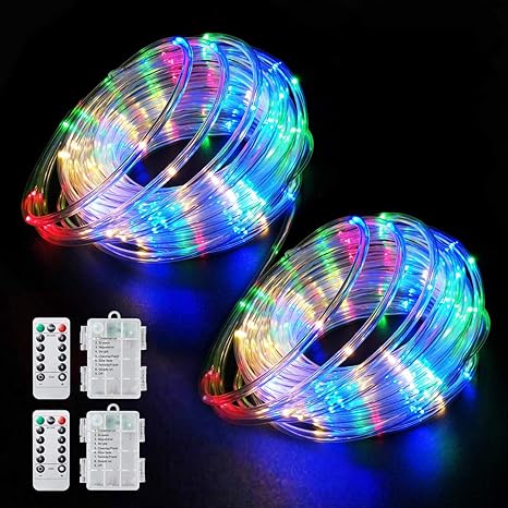 Aityvert Led Rope Lights Outdoor 39ft 120 Led String Lights 8 Modes Battery Operated Fairy Lights With Remote Timer Decoration Lighting For Garden Patio Party Christmas Decor 2 Pack Amazon In Garden Outdoors Christmas Tree Lights Light Ropes & Strings