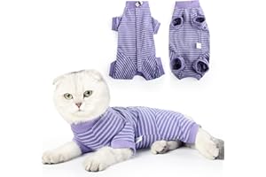 LIANZIMAU Cat Surgical Recovery Suit Professional for Male Female Dog Abdominal Wounds Cone E-Collar Alternative Anti-Licking Pet Surgical Recovery Pajama Suit Soft Fabric Onesie for Cats