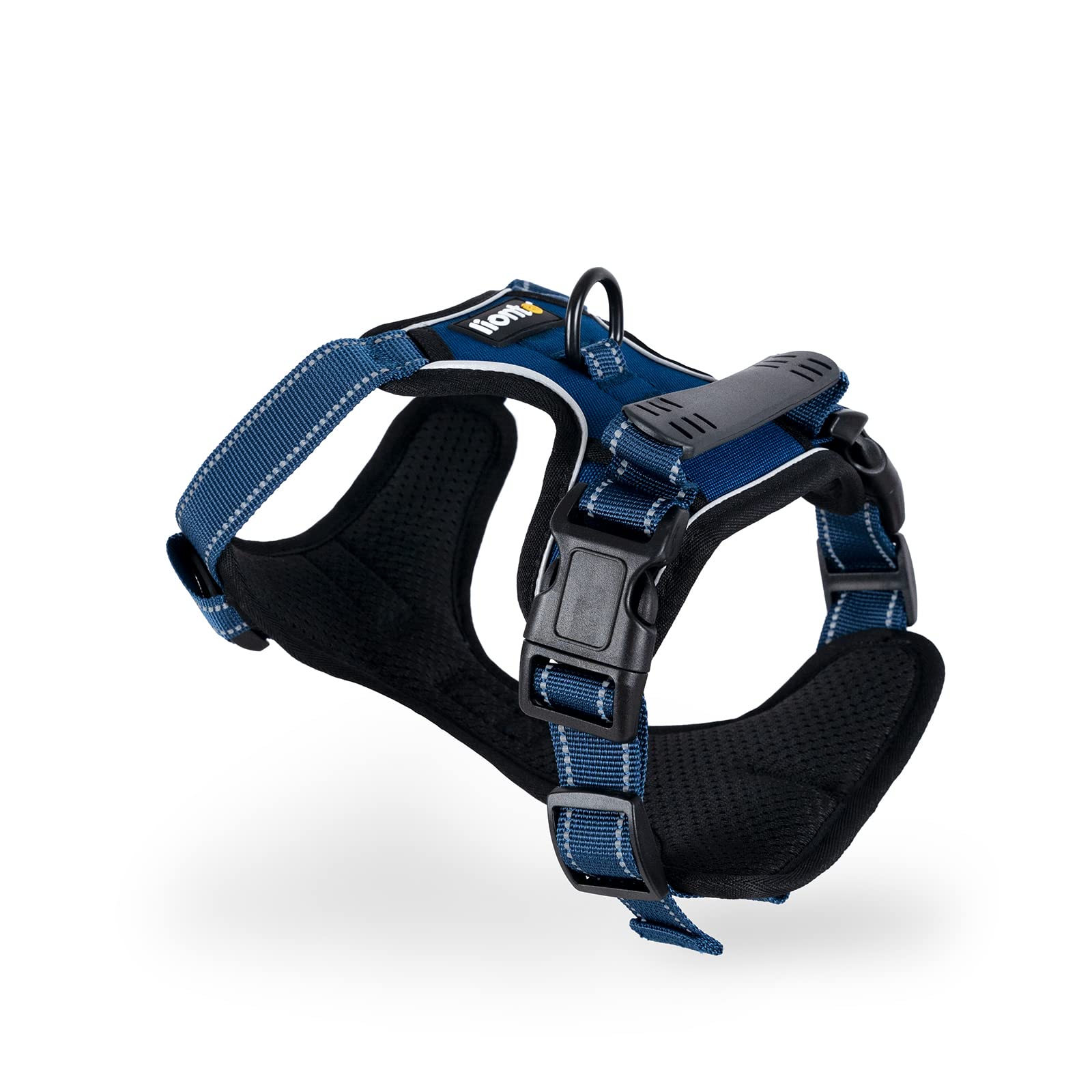 lionto Dog Harness Padded Anti Pull Harness Reflective Safety Harness Adjustable Size S Blue