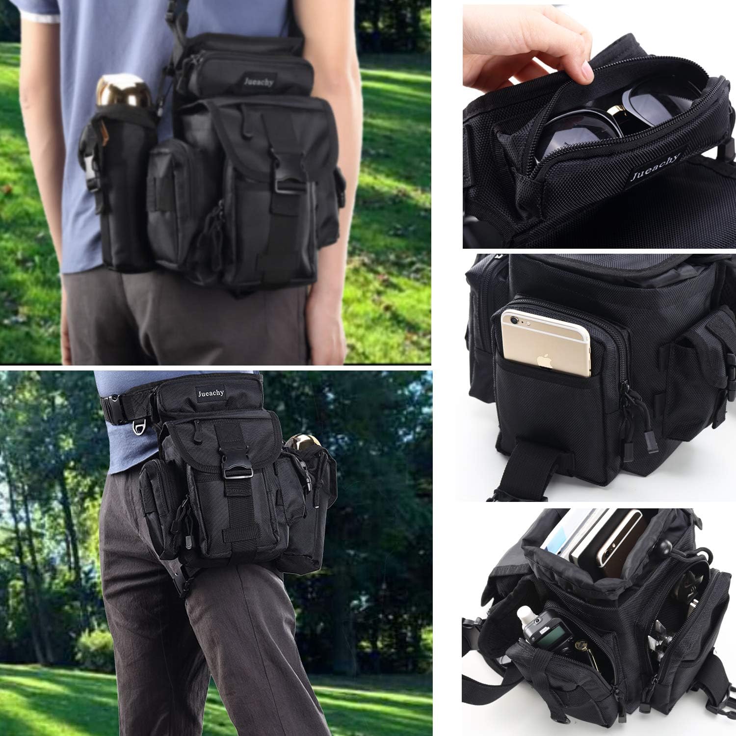 Drop Leg Bag for Men Tactical Metal Detecting Thigh Pack with Water Bottle Pouch : Clothing