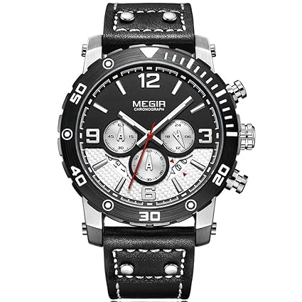 Megir Gangster CEO Black Chronograph Luxury Watch for Mens & Boys with Free Addic Watch (ML2084GS-BK)