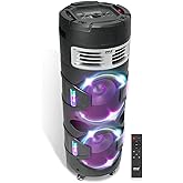 Pyle Portable Bluetooth PA Speaker System - 1200W Outdoor Bluetooth Speaker Portable PA System w/TWS Function, Microphone in, Flashing DJ Party Lights, USB Reader, FM Radio, Rolling Wheels