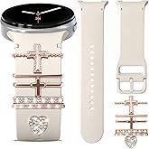 Band Compatible with Samsung Galaxy Watch 8 Band 40mm 44mm/Galaxy Watch 8 Classic 46mm, Soft Silicone Replacement Strap for Galaxy Watch 8 2025 with Decorative Charms Accessories Women